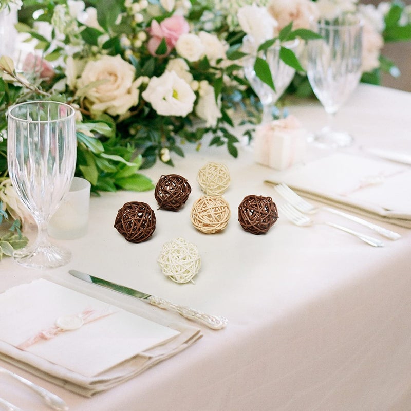 Pomeat 15pcs Wicker Rattan Balls Decorative Ball Orbs Vase Fillers Table Decor, Wedding Party Decoration, Decorative Balls for Centerpiece Bowls - Image 4